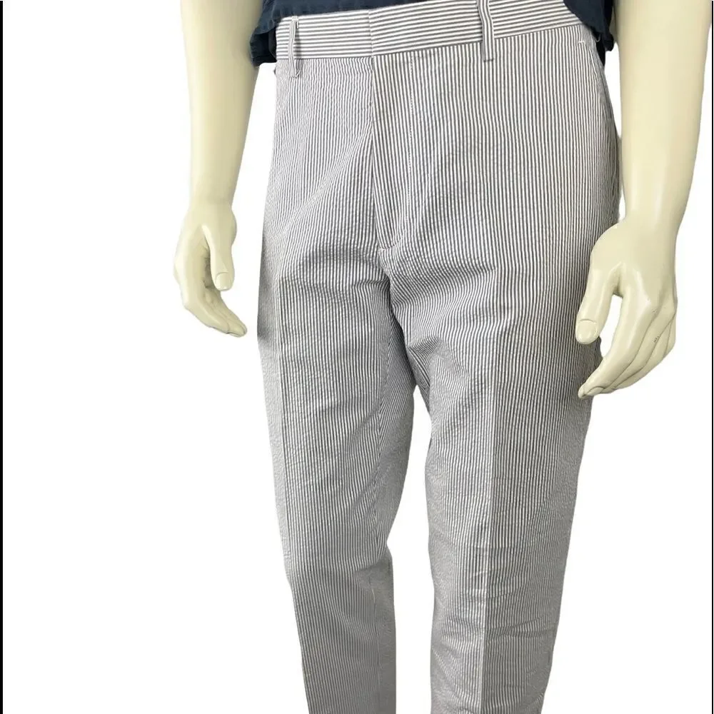 NWOT J. Crew Black/White Classic Seersucker Flat-Front Slacks Size 32